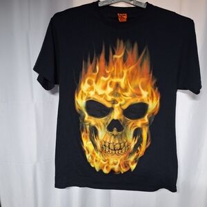 Men's Black Skull Graphic Tee 100% Cotton Halloween